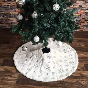 

Embroidery Snowflake Print Round Christmas Tree Skirt Cover Beautiful Floor Carpet Decor Xmas Tree Decoration