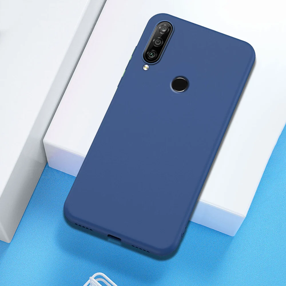 Для huawei P30 P20 Lite чехол из жидкого силикона мягкая задняя крышка для huawei P30 Pro mate 20 30 Lite Honor 8X V30 Pro Nova 6 SE чехол - Цвет: Синий