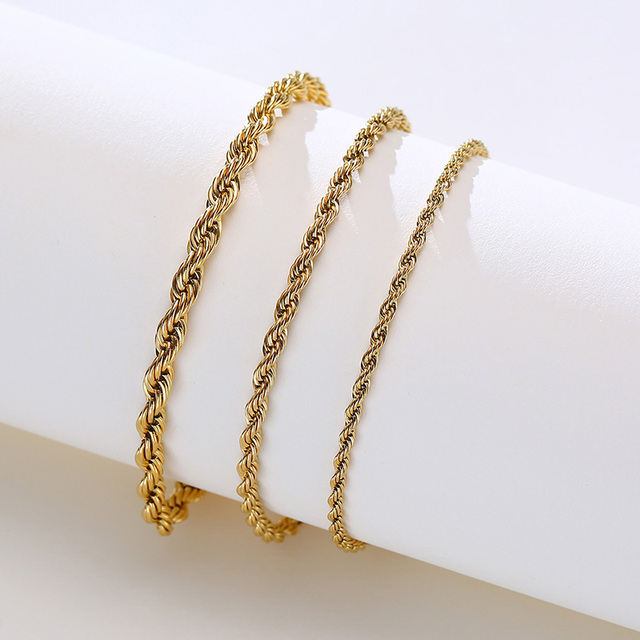 Twist Rope Chain Bracelet for Women Stainless Steel Bracelets Female Wrist Adjustable Length Party Layering Jewelry