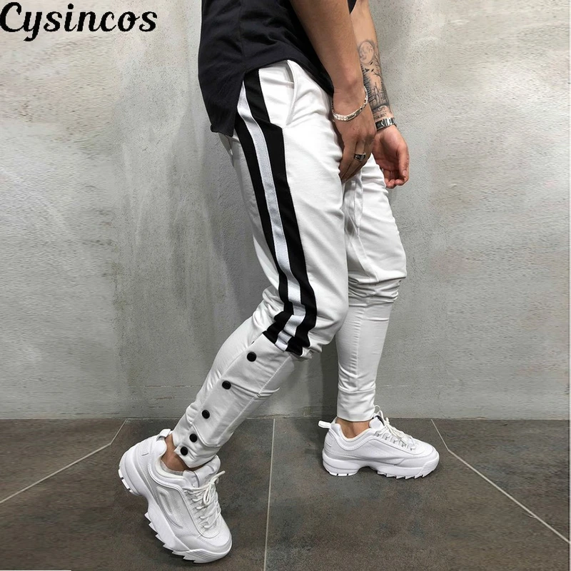 CYSINCOS новинка хит мужские спортивные штаны боковая полоса хип хоп уличная одежда
