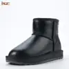 INOE clásico impermeable de cuero de piel de oveja de piel de invierno botas para la nieve de las mujeres casuales de invierno zapatos de tobillo negro gris 35-44 ► Foto 1/6