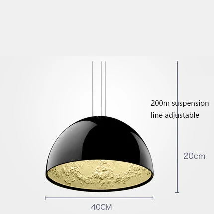 40cm Black Американский кулон из смолы лампы подвесной светодиодный светильник гостиная столовая кухня кафе спальня Лофт домашний деко подвесной светильник - Цвет корпуса: 40cm Black