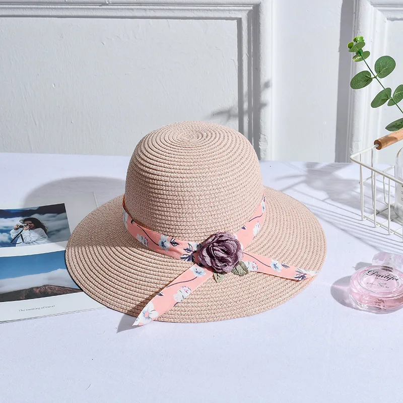 New Product Plain Colour Sunshade Woman Sun Hat Outdoors Tourism Hat Knitting Hats Summer Sandy Beach Hat Straw Hat