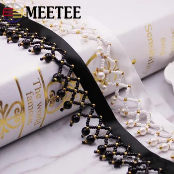 

Meetee 10yards/lot 3CM Hand Nail Beads Tassel Lace DIY Clothing Accessories Laces Stage Ribbons Folk Curtains Decoration ZK5119