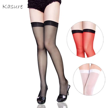 

KASURE Women's Transparent Sexy Thigh-High Fishnet Stockings With Backseam Lady Fashion Stocking