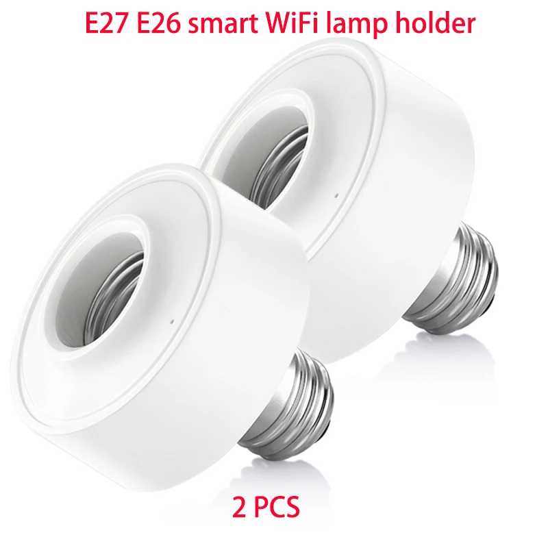 2 pcs Умный дом жизнь WiFi лампа розеточный светильник подставка для E26 E27 Светодиодная лампа держатель для Google Home Alexa Голосовое управление приложение время света - Комплект: 2 pcs