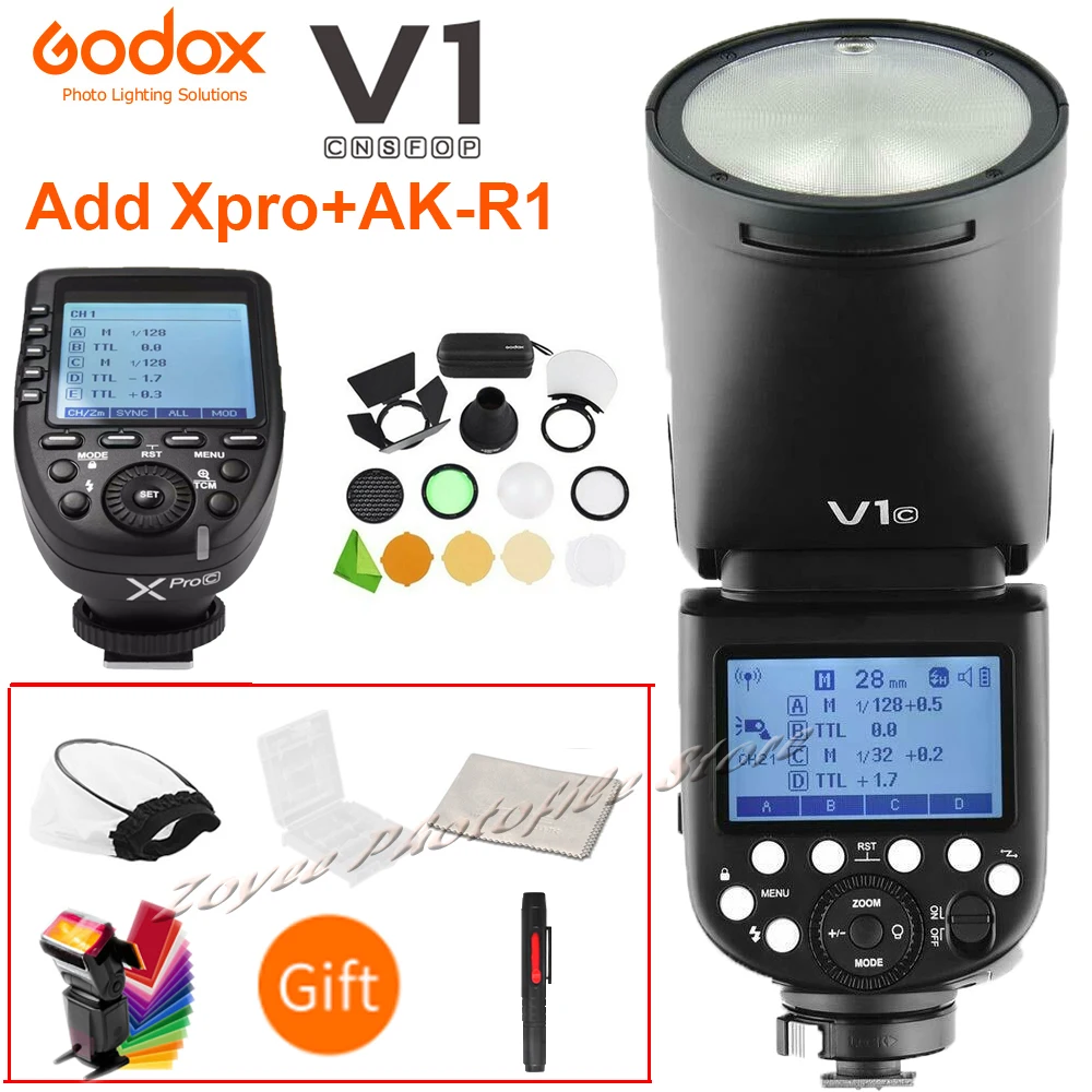 Вспышка для камеры Godox V1 V1S/V1N/V1C/V1F TTL литий-ионная с круглой головкой