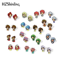 Новинка Inazuma Eleven Go акриловые серьги Аниме Chibi серьги-гвоздики эпоксидные серебряные серьги