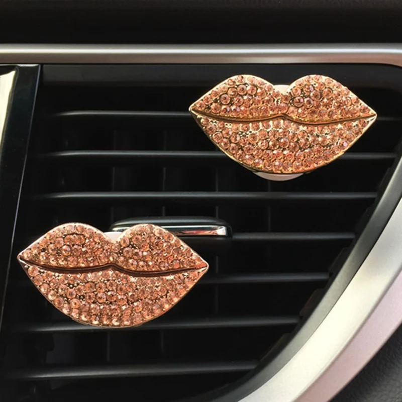 1Pc Rhinestone Car Freshener Cute Lips Fragrances Auto Interior Decor Car Diffuser Air Vent Clip Car Ornament Accessories