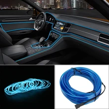 FORAUTO 1m/2m/3m/5m tiras de LEDs para automóviles decoración automática lámpara de ambiente 12V cable Flexible de neón cuerda Interior LED Luz de coche