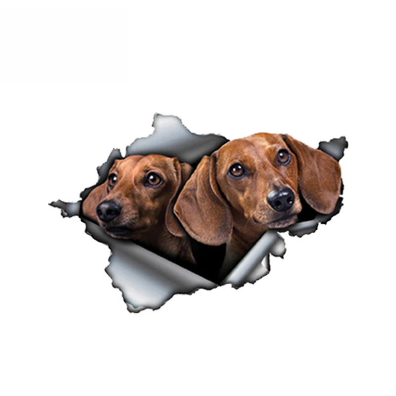 Creative 3D Tan Dachshund Torn Metal Car Sticker Motorcycle Window Decal Accessories PVC 13cm X 8cm | Автомобили и мотоциклы