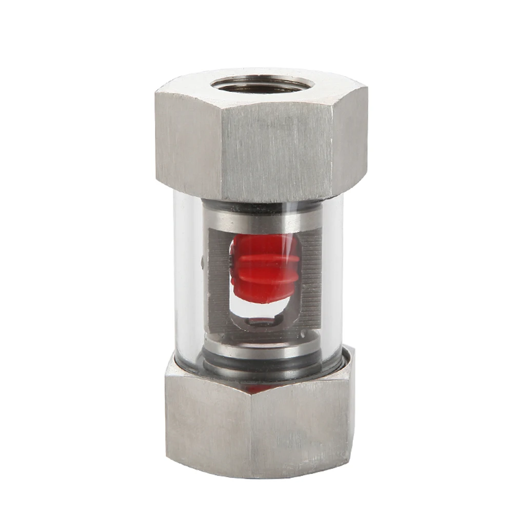 1/4" 3/8" 1/2" 3/4" 1" BSPT Female In-Line SS304 Stainless Window Sight Flow Indicator With Impeller Hydraulic Oil Water
