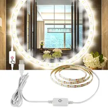 5 В USB Светодиодная лента датчик касания с регулируемой яркостью водонепроницаемая светодиодная лента Световой Лента светодиодная лента для зеркало в ванной комнате подсветка теплый белый