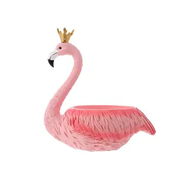 

1Pc Flamingo Flower Pot Storage Ornament Lovely Desktop Decor For Home Living Room