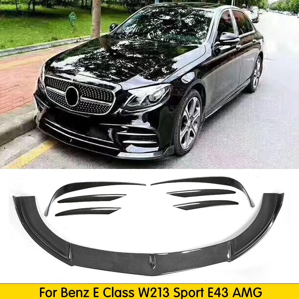 

For W213 Front Lip with Splitters Car Styling Carbon Fiber Front Bumper Spoiler Air Flow Vent for Mercedes Benz W213