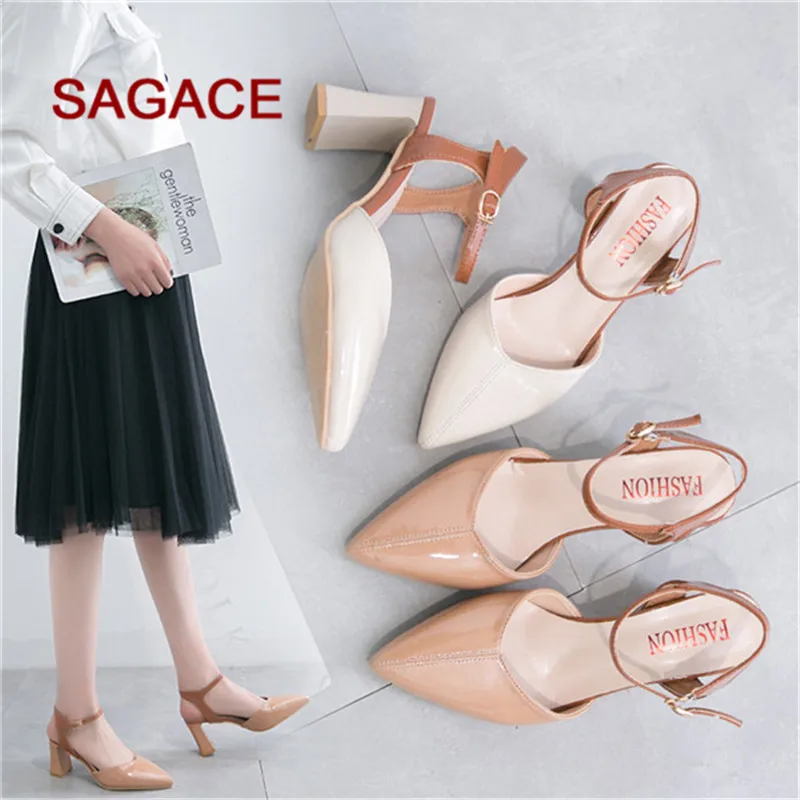 

SAGACE Sandals Women's Pointed Toe Sandals Buckle Strap Summer Sandals Shoes Ladies Leisure Sandalias Mujer 2019 Scarpe Donna