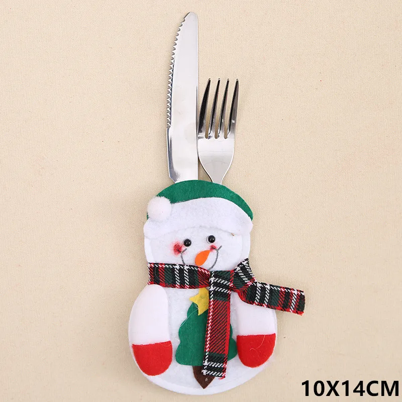 5-Tree snowman Рождественские украшения для столовые приборы для дома нож, вилка, набор симпатичная Рождественская шляпа инструмент для хранения столовых приборов держатель сумка на год подарки - Цвет: 5-Tree snowman