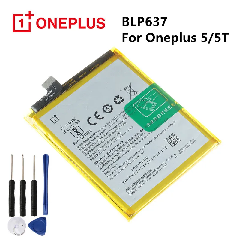100% Capacity Original BLP637 Battery For OnePlus 5 / 5T Mobile Phone 3300mAh Replacement Batteries + Tools | Мобильные телефоны и