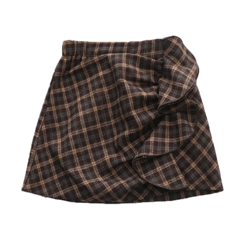 

Big Girls Autumn Winter Wrap Skirt Woolen Short Skirts Children Spring Fall Miniskirt Kid Plaid Skirt Kids Child Fashion Clothes