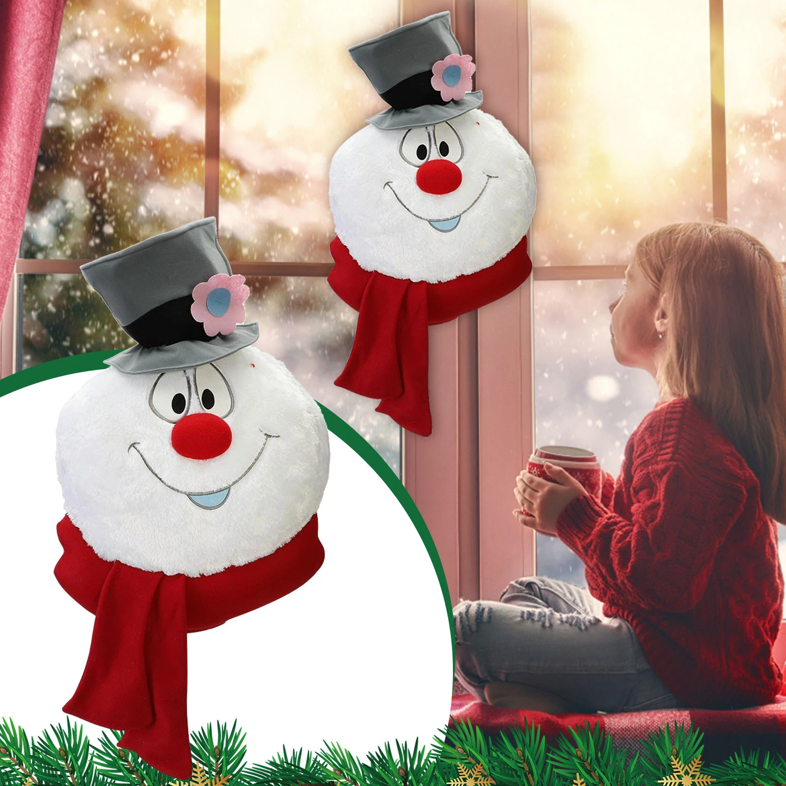Feliz boneco de neve decoração de parede decoração de natal boneco de neve  cabeça ornamento pendurado árvore de natal decoração de festa de ano novo  decoração de casa|Decorações de festas DIY| -