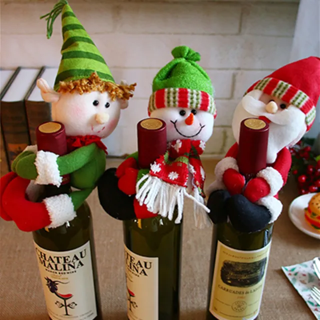 New Year 2022 Christmas Wine Bottle Dust Cover Snowman Elf Xmas Christmas Decoration for Home Natal Dinner Table Decor Noel Gift 1