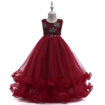 

3-8 year Girl's formal dress O neck sleeveless ponchos piano show host summer princess birthday ceremony children dress