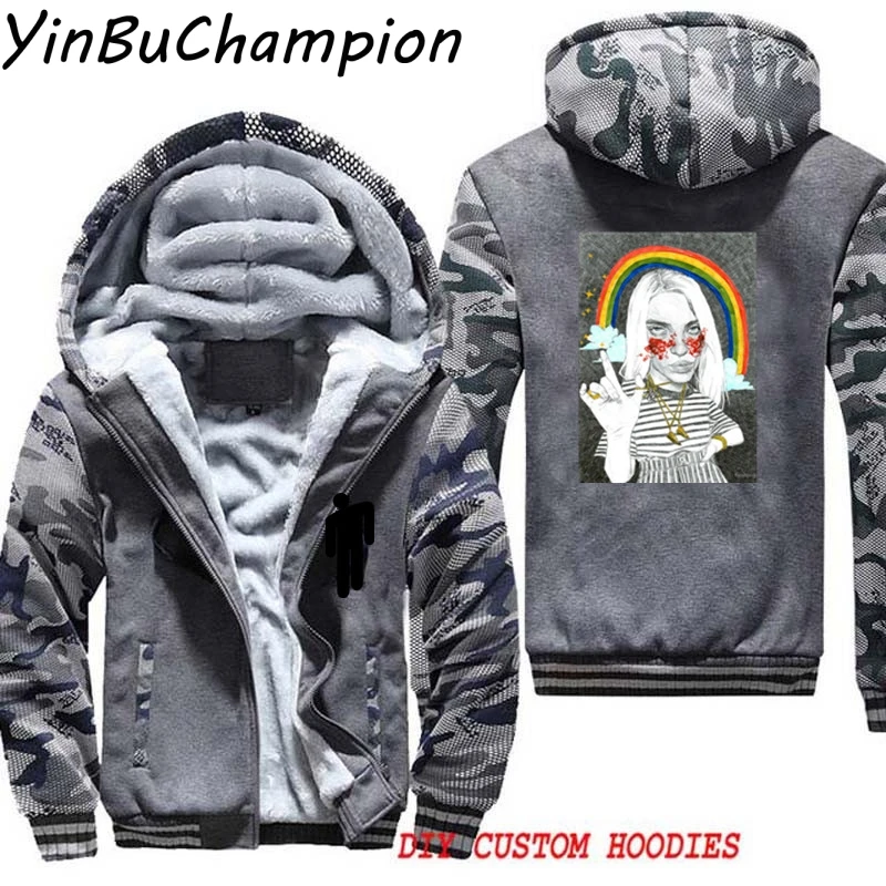 TommIS дропшиппинг Billie Eilish Мужская и женская куртка на молнии толстовки на молнии с капюшоном пальто размера плюс M-5XL - Цвет: Серый