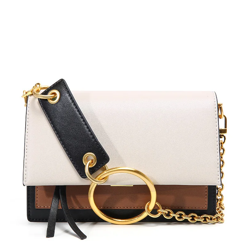 

Genuine Leather Women Crossbody Bag Shoulder Bag Square Bag Women Flap Bag with Two Chain Straps Small Luxury Handbags Beige Bag