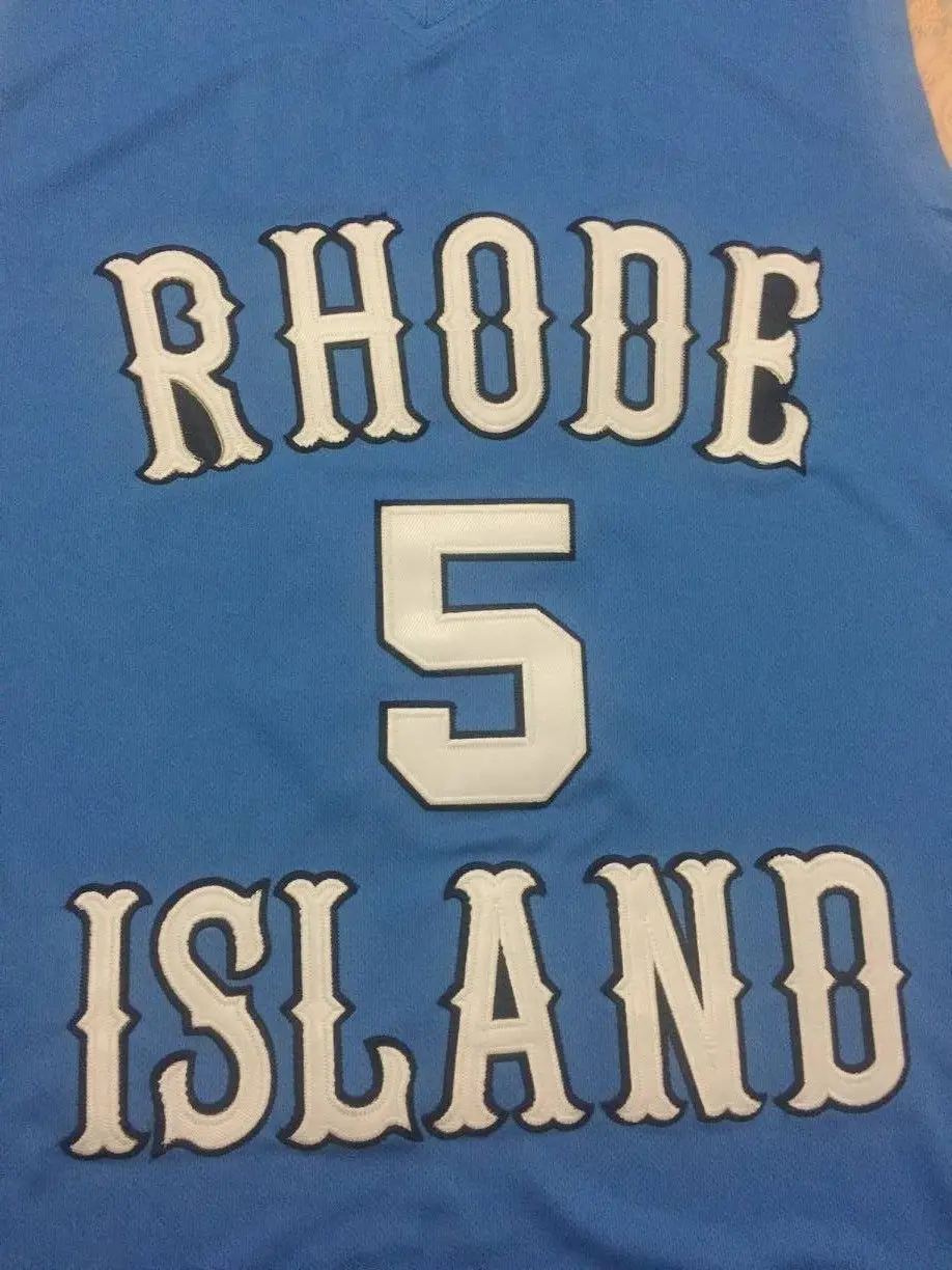 5 Lamar Odom Rhode Island College bule Basketball Jersey Мужская прошитая на заказ любое имя