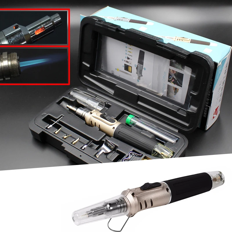 Горячий паяльник Профессиональный 10 в 1 паяльник набор бутановый газовый Утюг сварочный фонарь набор инструментов бутановый паяльник фонарь