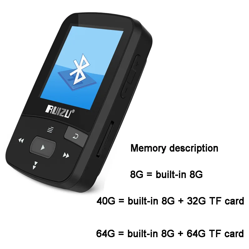 RUIZU X50 Спортивный Bluetooth MP3 музыкальный плеер диктофон FM радио поддержка SD карты 8 Гб