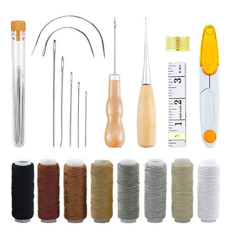 

Basic Leather Craft Stitching Sewing Hand Tool Kit Saddle Groover for DIY Leathercraft OCT998