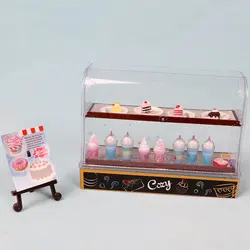 Mini présentoir de gâteaux, vitrine de comptoir de desserts, modèle de nourriture Miniature, maison de poupée, accessoire pour enfants, maison de jeu, jouet de supermarché 