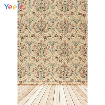 

Vintage Damask Pattern Wooden Floor Baby Portrait Photography Backgrounds Customized Photographic Backdrops For Photo Studio