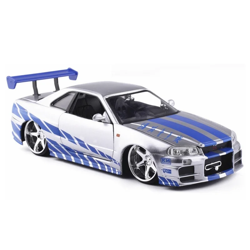 1 24 Model Cars Scale Fast And Furious Alloy 02 Nissan Skyline Gtr R34 Diecast Set Metal Car Toy Kids Toys Collection Gifts Aliexpress