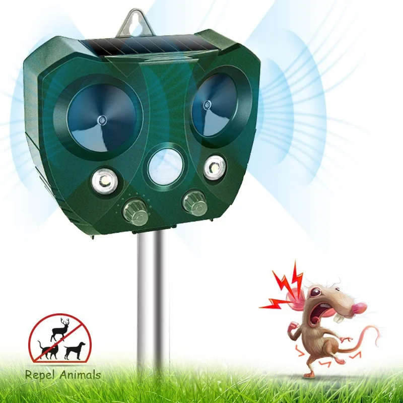 

Outdoor Ultrasonic Animal Repellent Solar Pest Repeller Pest Mouse Repeller PIR Sensor Garden Bird Cat Dog Fox Repellent