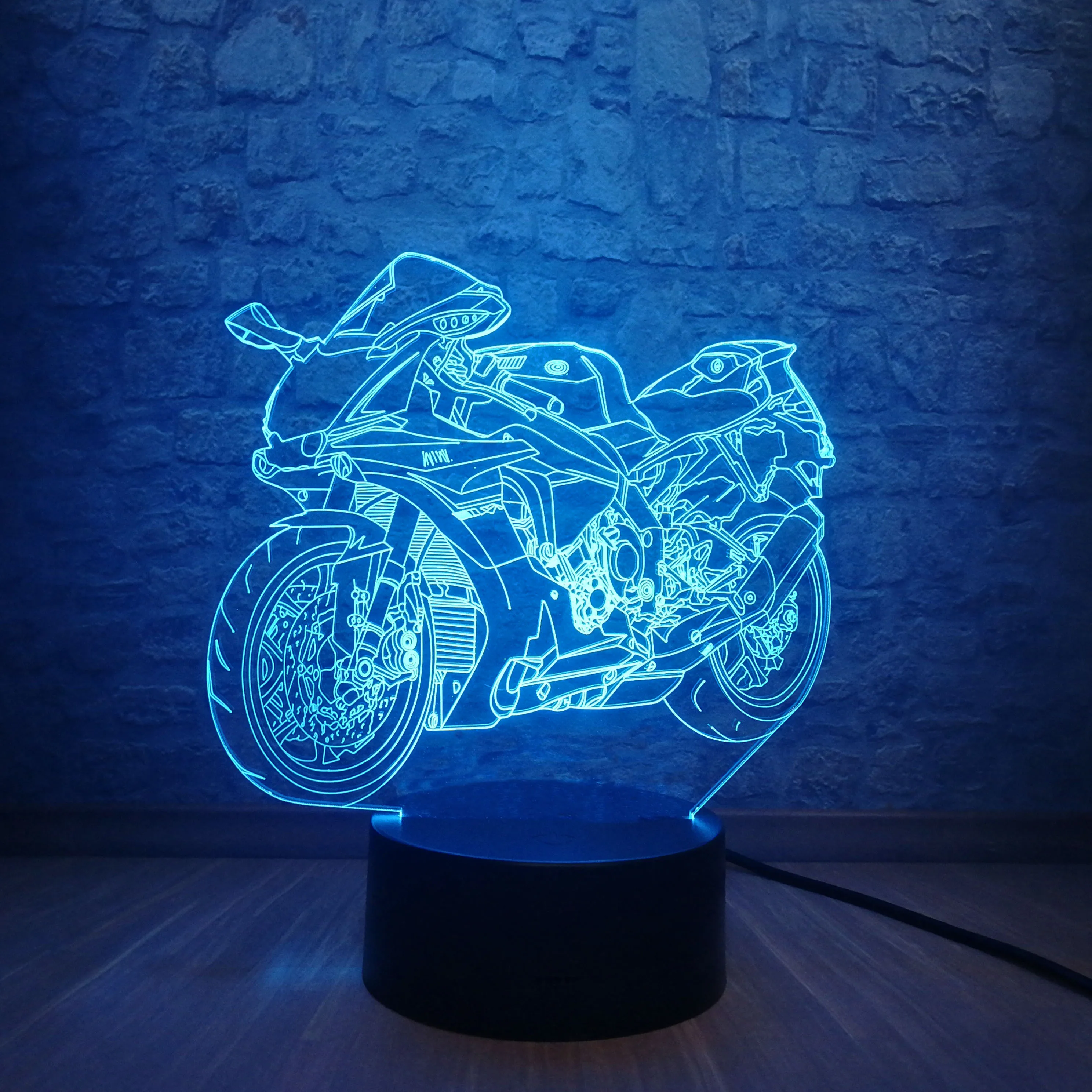 

3D LED Bulb Motorcycle Table Night Light Multicolor Change Atmosphere Lighting Boy gift Kid Toy USB Desk Competition Collect