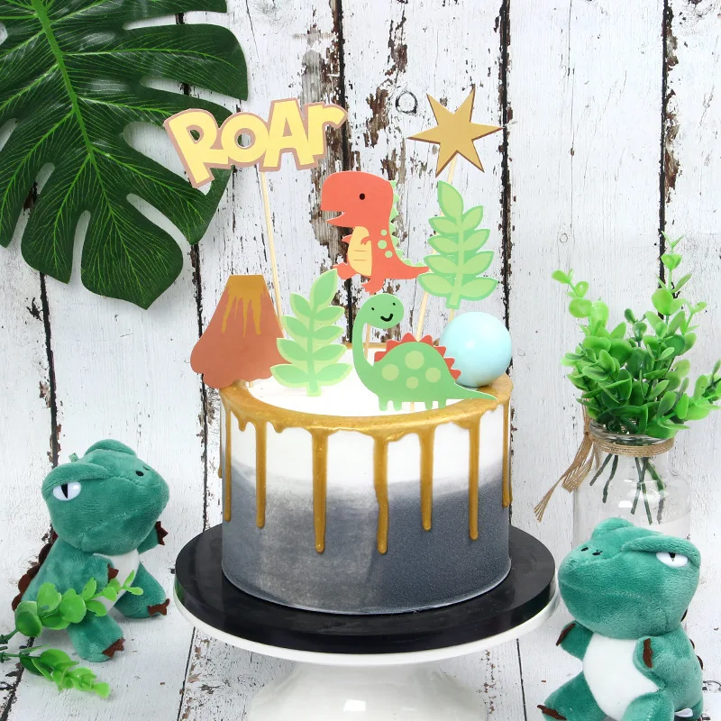 Персональный DIY торт украшения шляпа джунгли орнамент с динозавром украшения для выпечки, торта день рождения поставки милый подарок