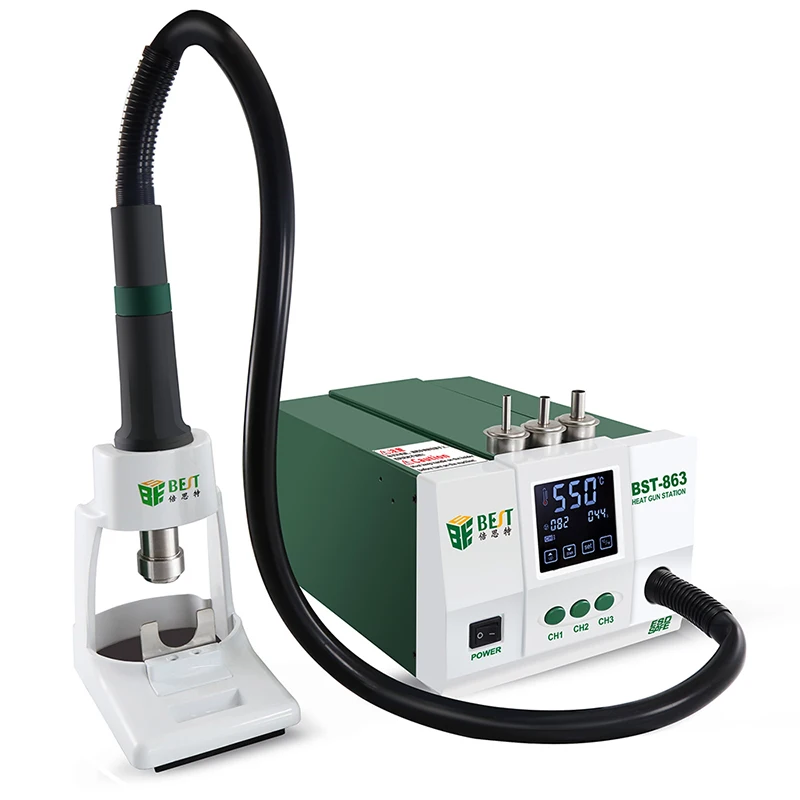 1200W Lead-Free Hot Air Gun Soldering Station LCD Display Touch Screen Constant Temperature Heat Gun Desoldering Station BST-863