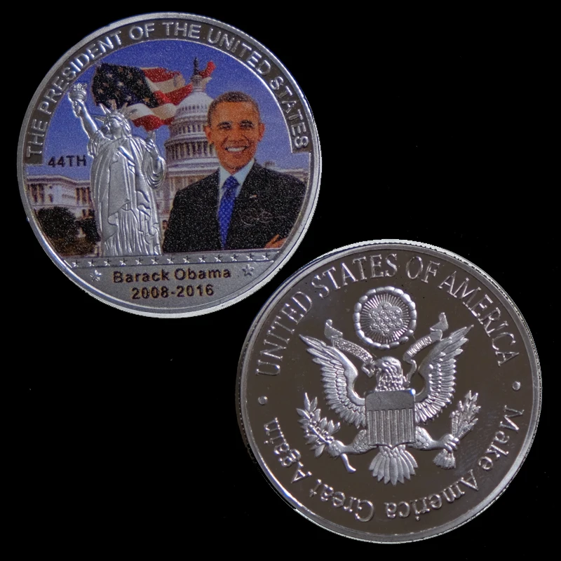 RH Посеребренная США 44-й президент Барак Обама памятная монета бизнес подарок украшение дома монета для рождества год