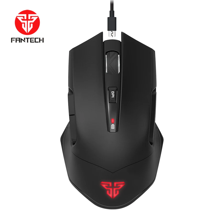 FANTECH WGC1 беспроводная мышь с зарядкой RGB 2400 dpi регулируемая eэргономичная игровая мышь PIXART 3212 игровые фишки для мыши геймера - Цвет: Черный