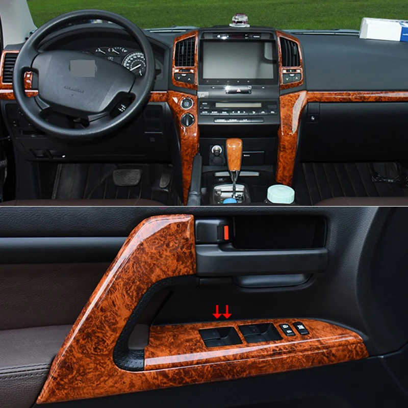 Для Toyota Land Cruiser 200 2008- интерьерная деревянная цветная накладка, посылка, хромированные аксессуары для стайлинга автомобилей
