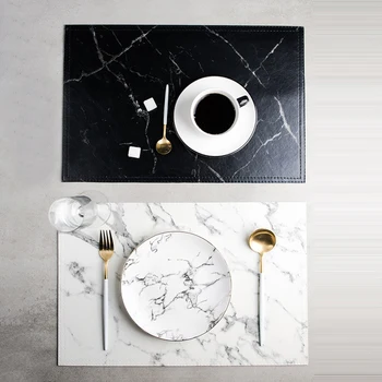 

4pcs/set Placemats Home Decor Rectangle Stain Resistant Oil Proof Placemat PVC Kitchen Table Mats Living Room Imitated Marbling