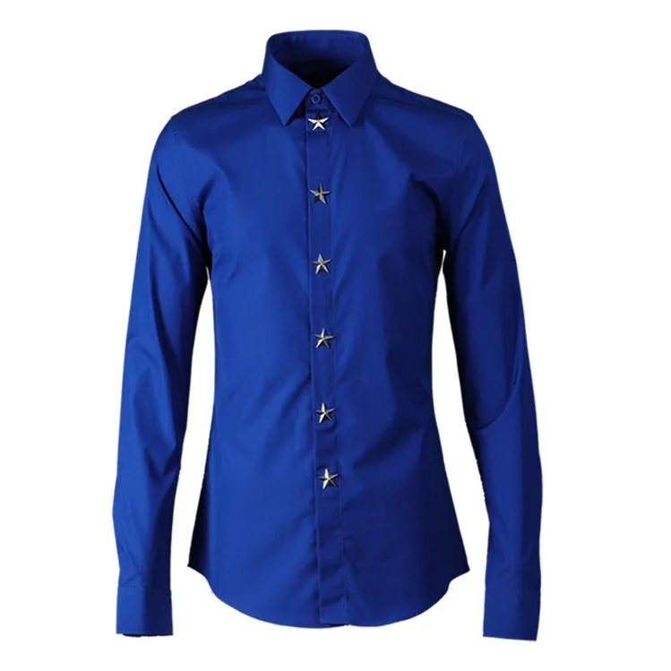

Cloth Element Men's Wear Metal Five Stars Front Door Decoration Classic Men's Shirt Male Shirt