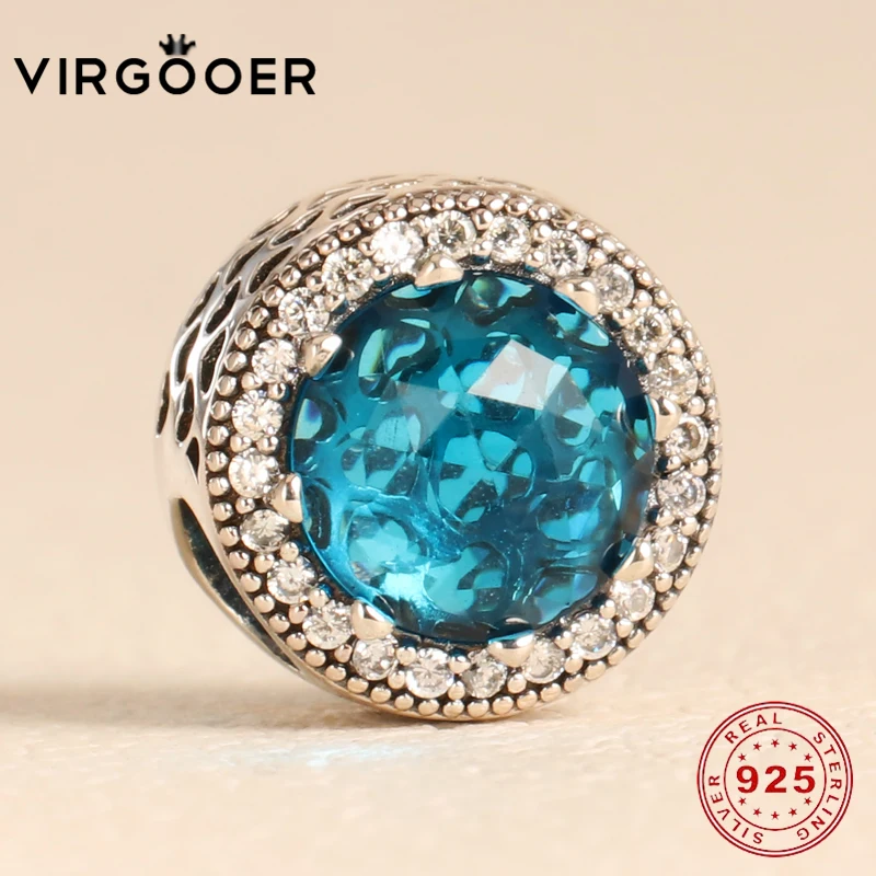 Virgooer Fit Pandora Подвески Серебро 925 Зеленый Кристалл сияющее сердце бусины для