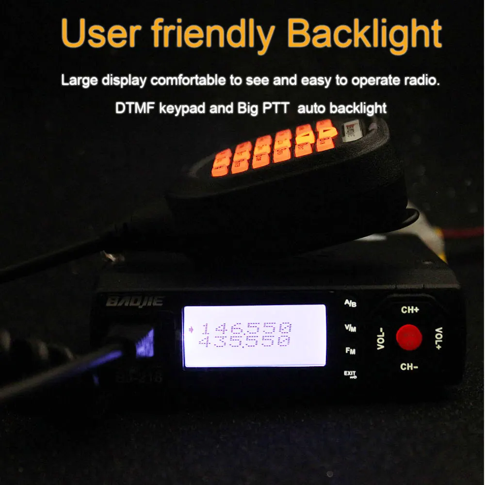 Baojie BJ 218 мини мобильное радио 20 км 25 Вт Двухдиапазонная VHF / UHF рация 136 174 МГц 400 470