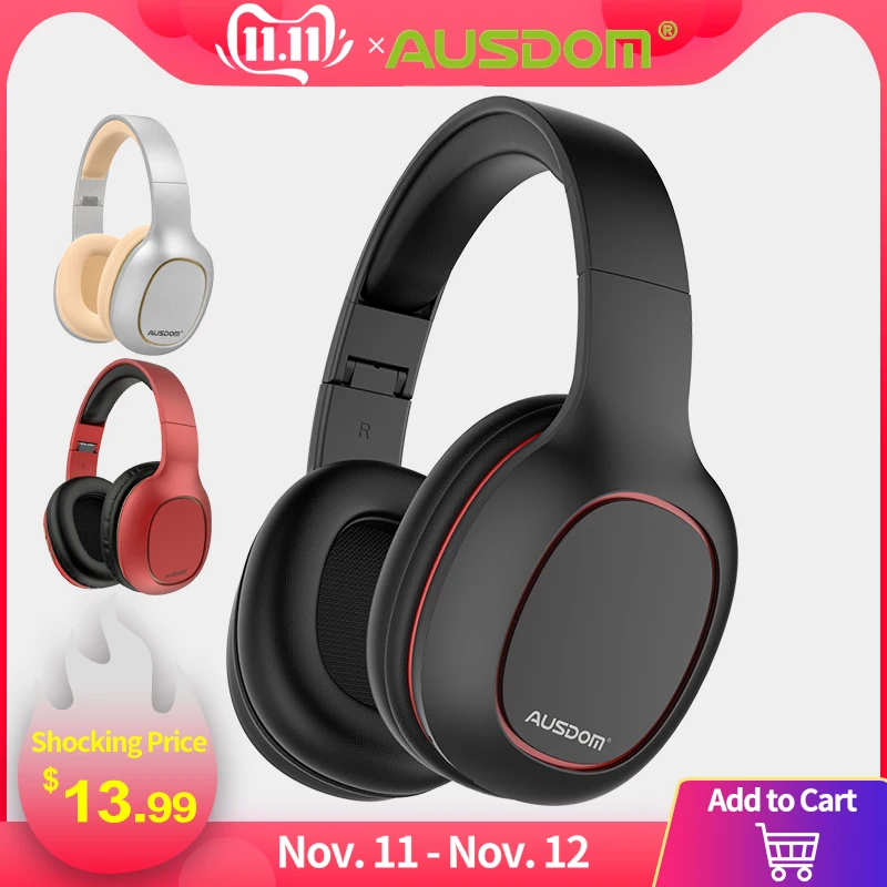 Günstig Ausdom M09 Bluetooth Kopfhörer Über Ohr Verdrahtete Drahtlose Kopfhörer Faltbare Bluetooth 4,2 Stereo Headset mit Mic Unterstützung TF Karte