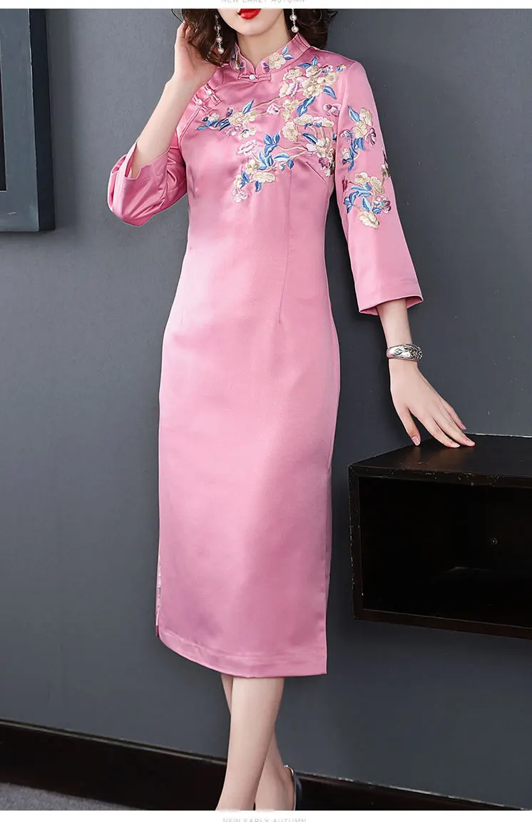 Весна новое женское Ретро вышитое платье cheongsam китайский стиль длинное вышитое качественное платье
