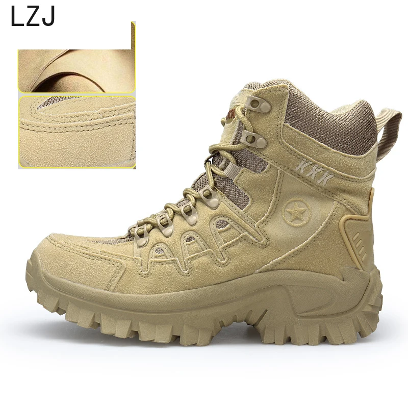 Billig LZJ Große Größe 39 46 Wüste Taktische Herren Stiefel tragen wider Armee Stiefel Männer Wasserdichte Outdoor Wandern Männer kampf Knöchel Stiefel