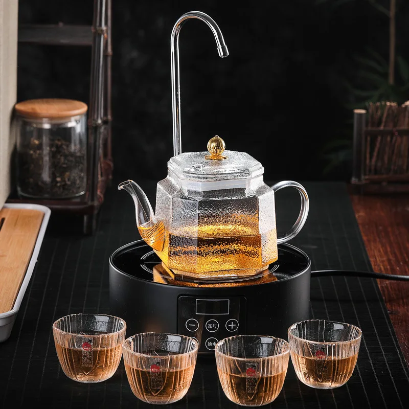 New Style High-temperature Resistant Glass Teapot Octagon Pot Kerman Fire Will Burn without Cracking Borosilicate Glass Tea Set